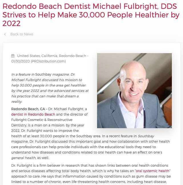 Redondo Beach Dentist Featured in Southbay Magazine